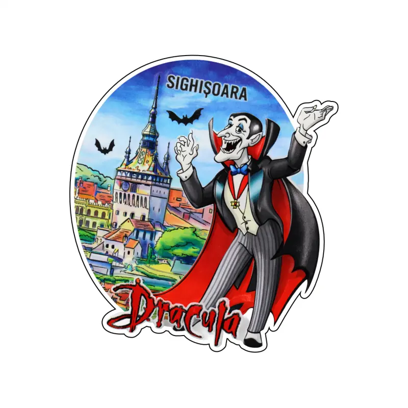 Dracula, sighisoara, magnet lemn, suvenir gift shop romania, model mgs222